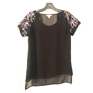 Sheer sequin sleeve party top